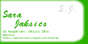 sara jaksics business card
